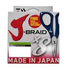 Шнур плетеный DAIWA J-Braid X8E-W/SC 0,24мм 300м chartreuse + ножницы