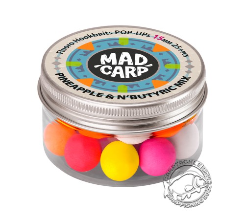 Плавающие бойлы Mad Carp Baits Fluoro POP-UP Piuneapple & N'butyric Color Mix