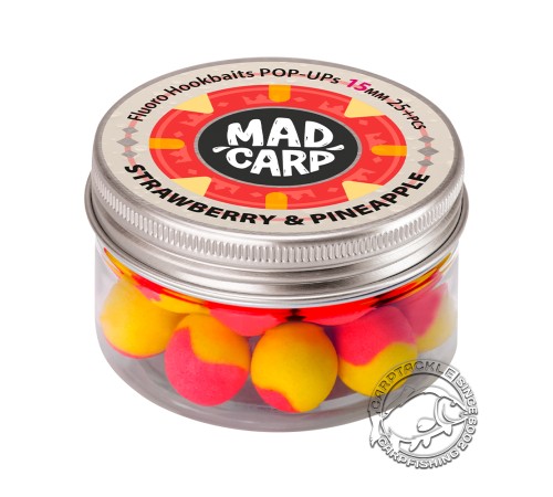Плавающие бойлы Mad Carp Baits Fluoro POP-UP Strawberry & Pineapple