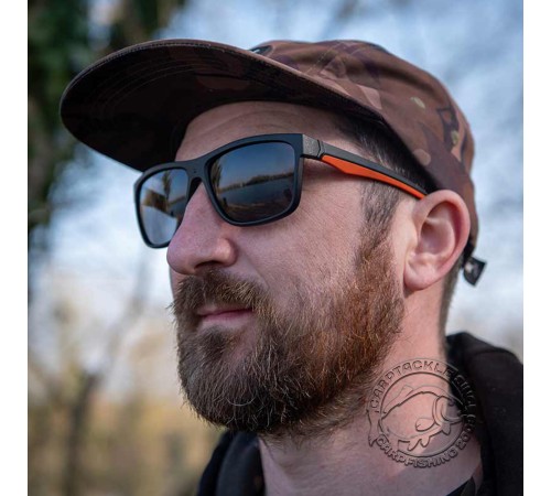 Поляризационные солнцезащитные черно-оранжевые очки Fox Collection Black Orange Shades - Grey Lens