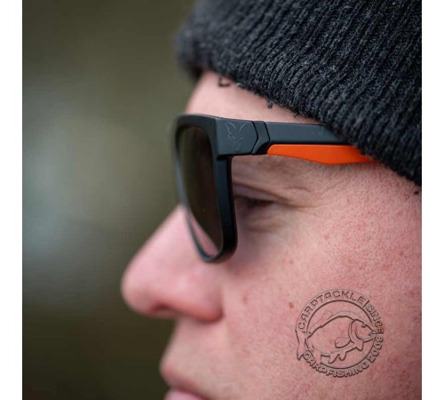 Поляризационные солнцезащитные черно-оранжевые очки Fox Collection Black Orange Shades - Grey Lens