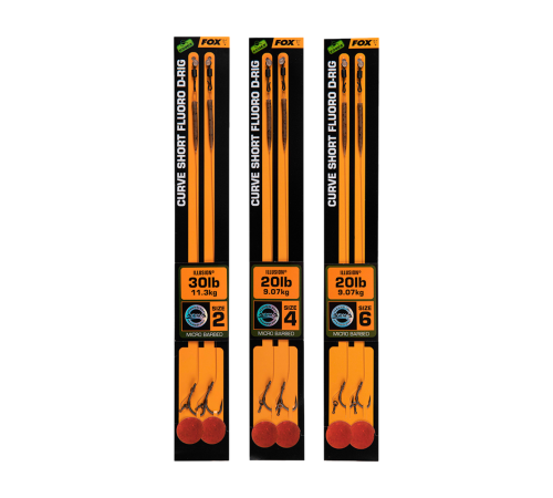 Готовый поводок D-риг на флюрокарбоне Fox EDGES Curve Short Flouro D-Rigs