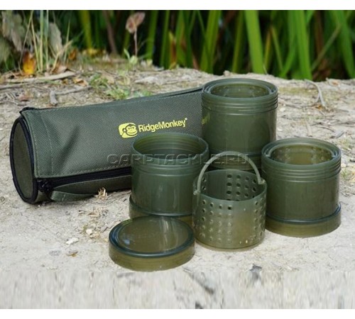 Компактный набор баночек для насадок в чехле Ridge Monkey Modular Hookbait Pots